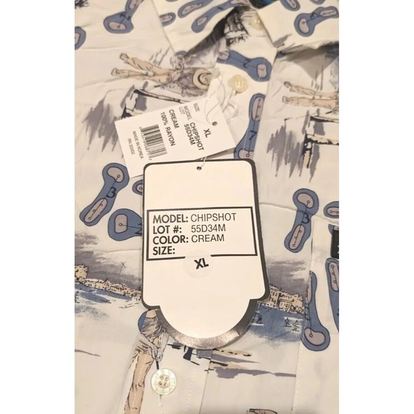 New Deadstock Chipshot Golf Print Shirt XL by BOSS Short Sleeve Button-Up NWT! - Picture 6 of 10